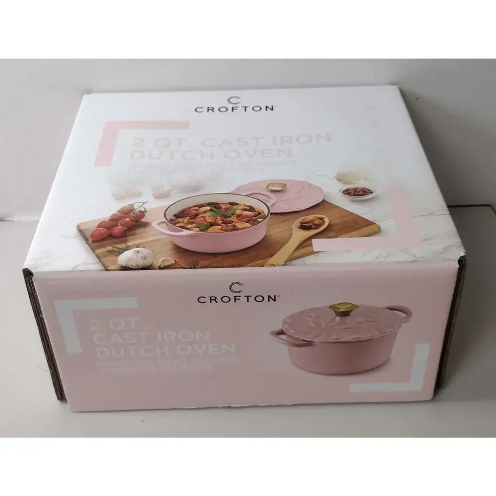 Crofton 2 Qt. Cast Iron Dutch Oven Pink NEW